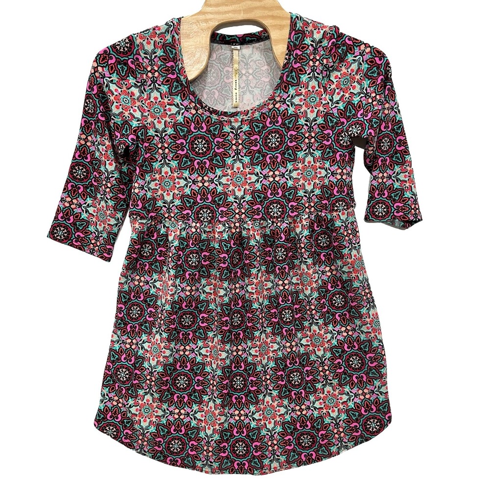 Uncle Frank XL Women's Multicolor Woven Floral 3/4 Sleeve Shift‎ Dress Colorful